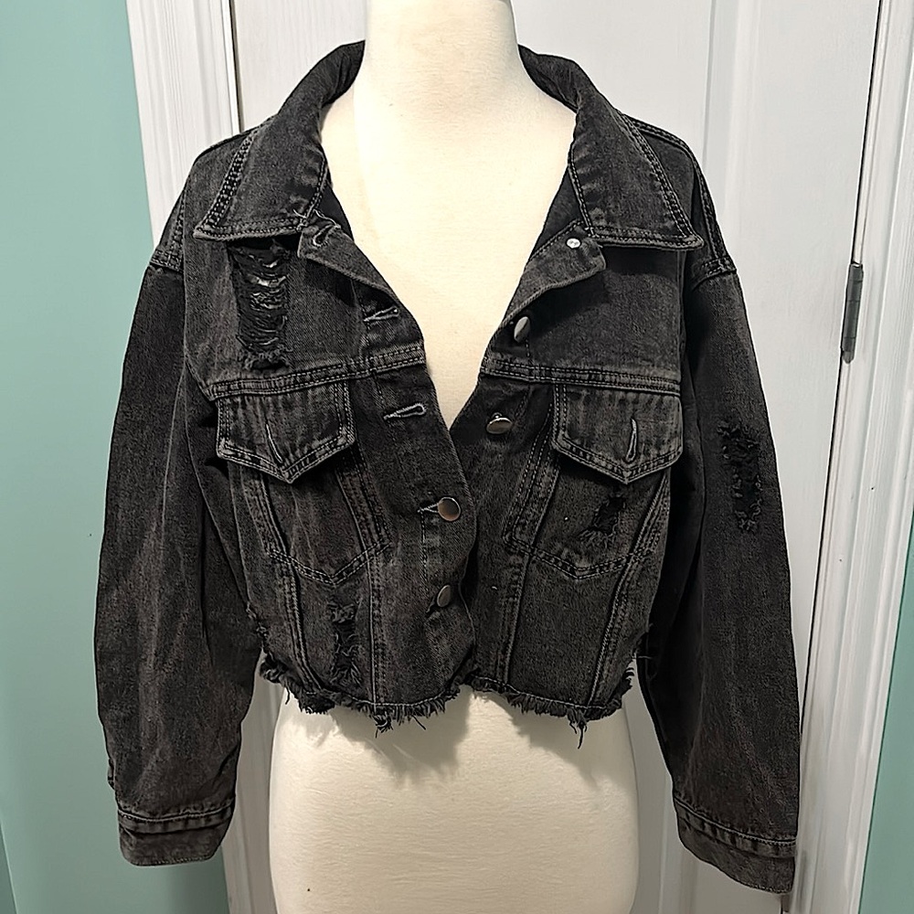 Dark gray, denim jacket